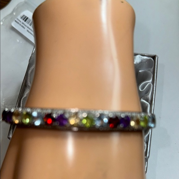 Bracelet, Bangle, Multicolor Gemstone, Elegant, Size 8” - Picture 2 of 4